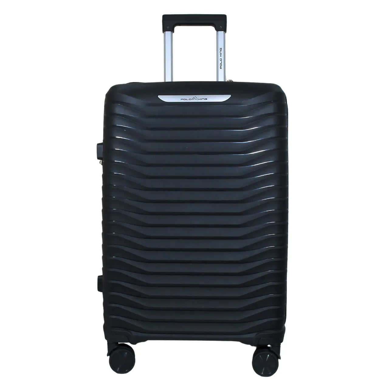 Mala de Viagem Média 23kg Polo King Polipropileno Preta Rodas 360°