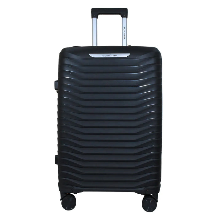 Mala de Viagem Média 23kg Polo King Polipropileno Preta Rodas 360°