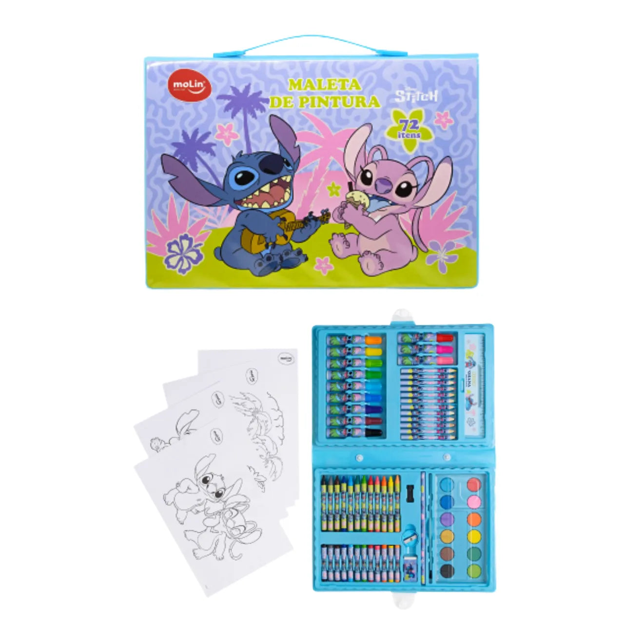 Maleta de Pintura Infantil Stitch Molin 72 Itens