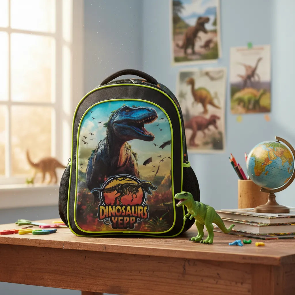 Mochila Baby Infantil Costas Dinossauro Escolar com Bolsos Laterais