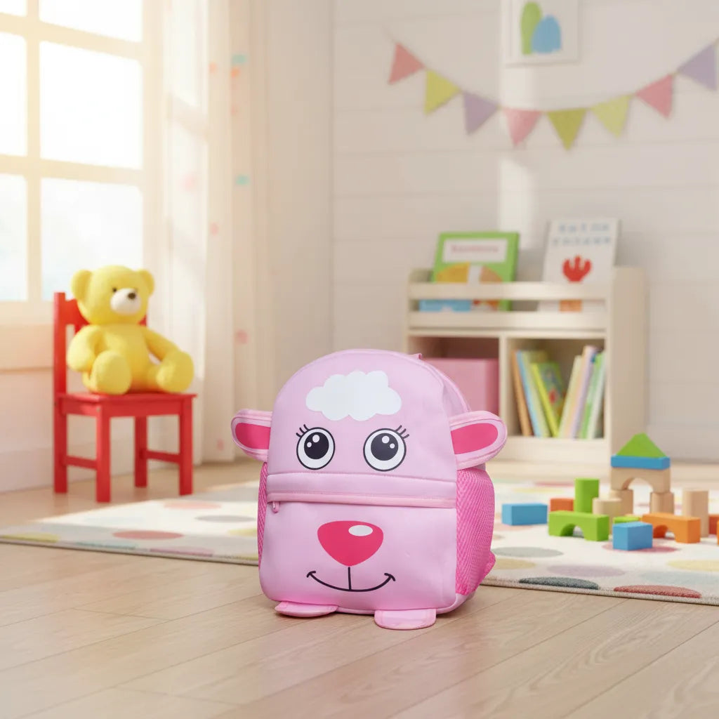 Mochila Baby Infantil Costas Ovelhinha Rosa Escolar com Bolsos Laterais