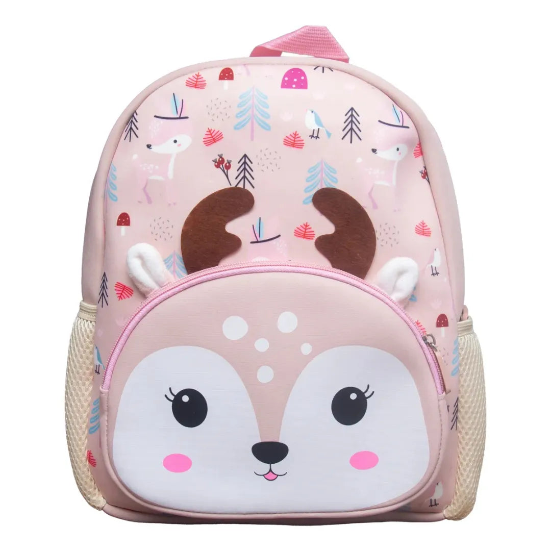 Mochila Baby Infantil Escolar Costas Cervinho Rosa com Bolso Frontal 3D