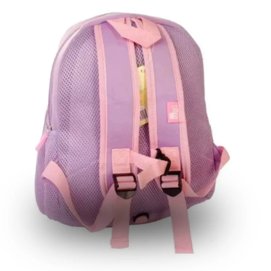 Mochila Baby Infantil Escolar Costas Gatinha Lilás com Bolsos Laterais