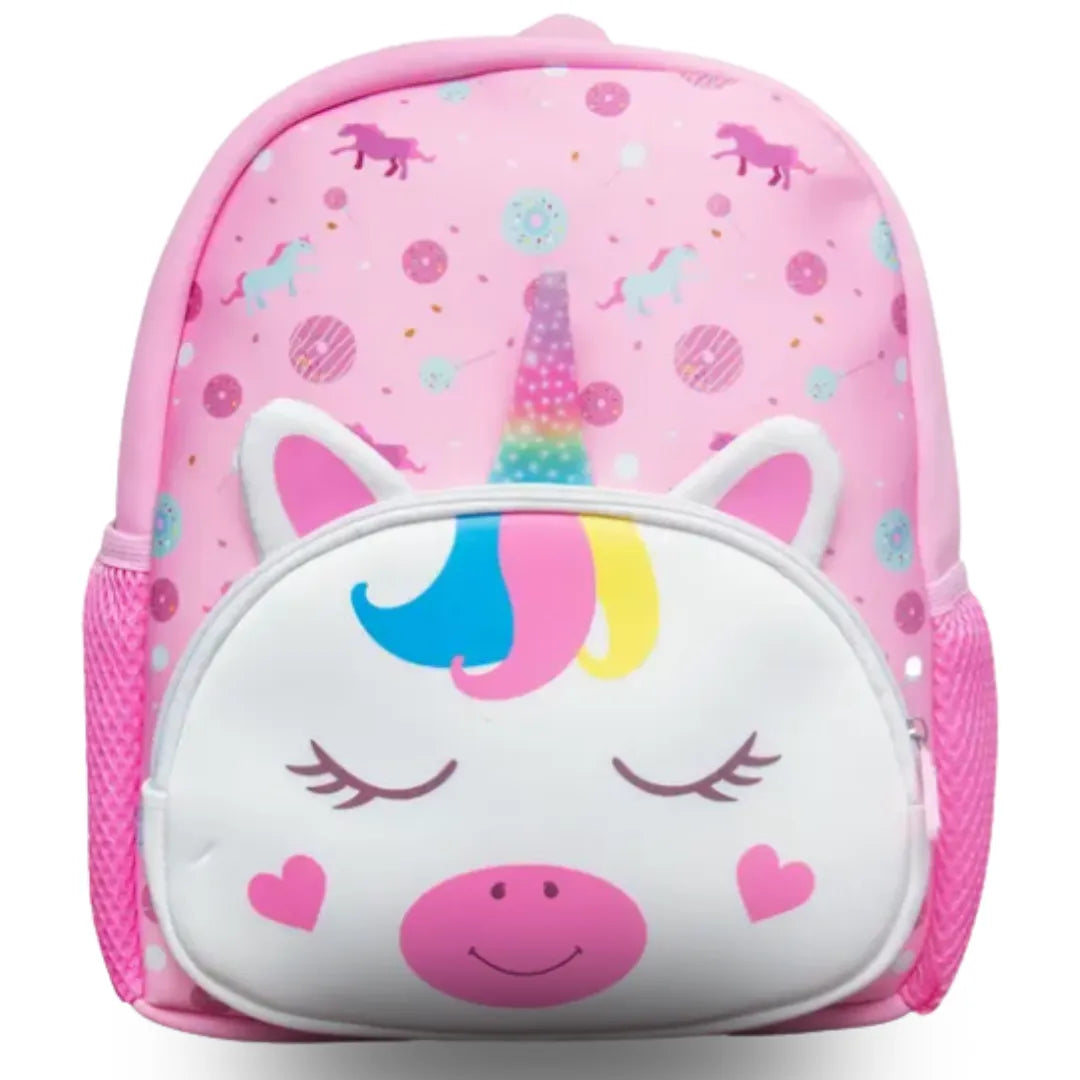 Mochila Baby Infantil Escolar Costas Unicórnio Rosa com Bolsos Laterais