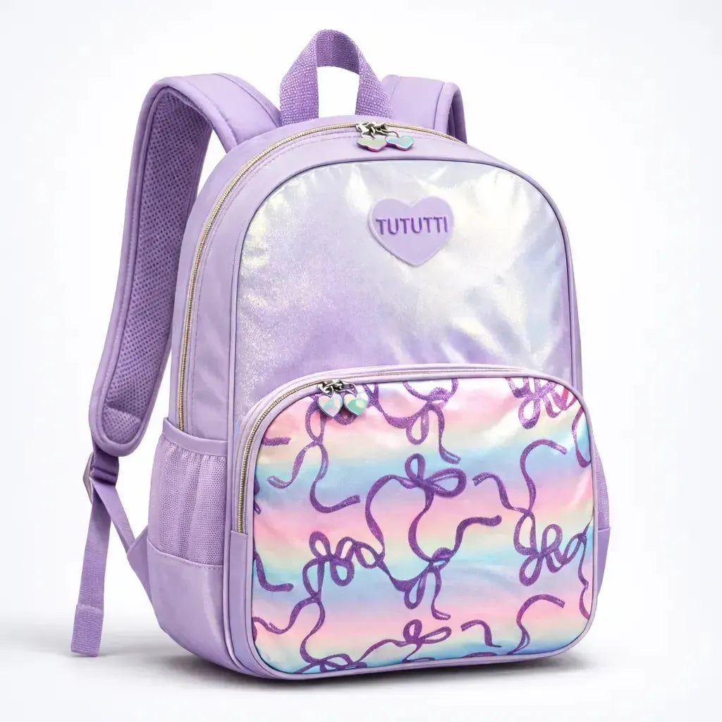 Mochila Escolar de Costas Tututti Roxa com Bolso Frontal e Alças Acolchoadas