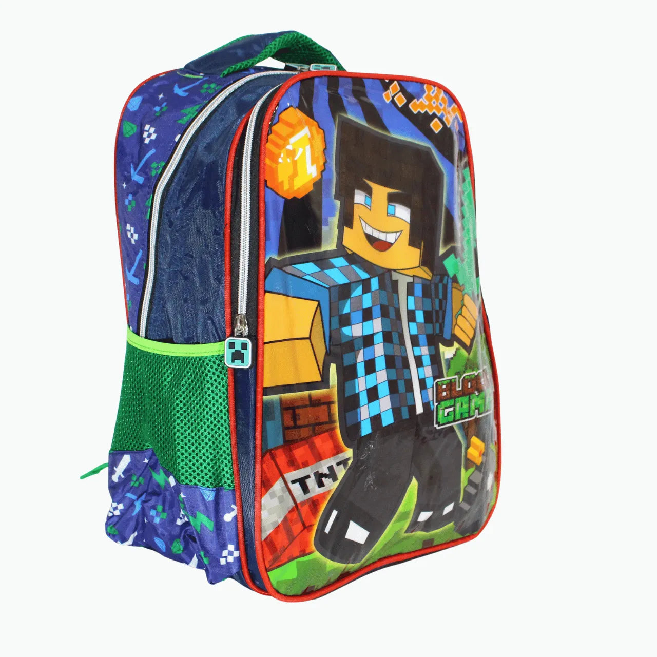 Mochila Infantil Costas Block Game Gamer Escolar com Bolsos Laterais