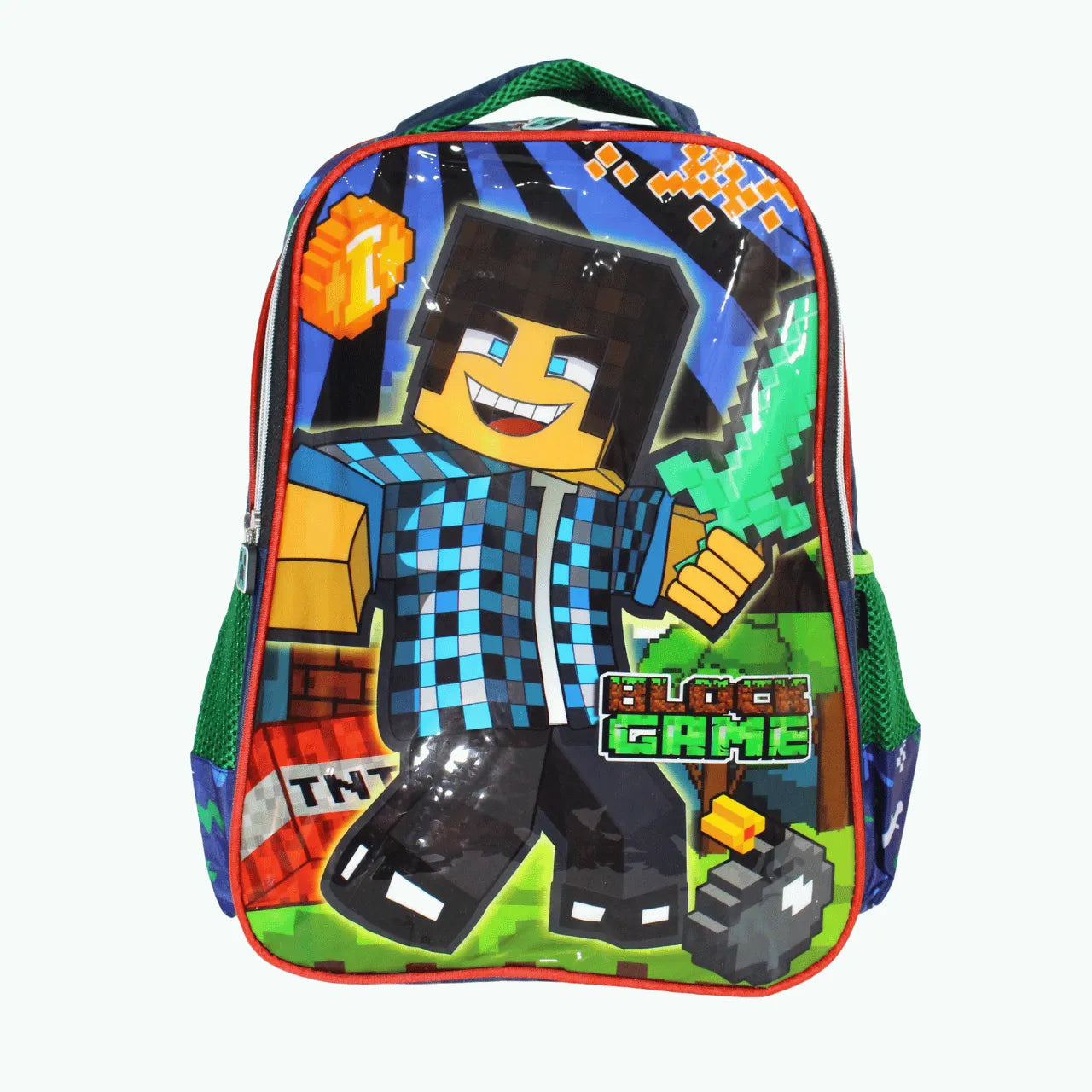 Mochila Infantil Costas Block Game Gamer Escolar com Bolsos Laterais