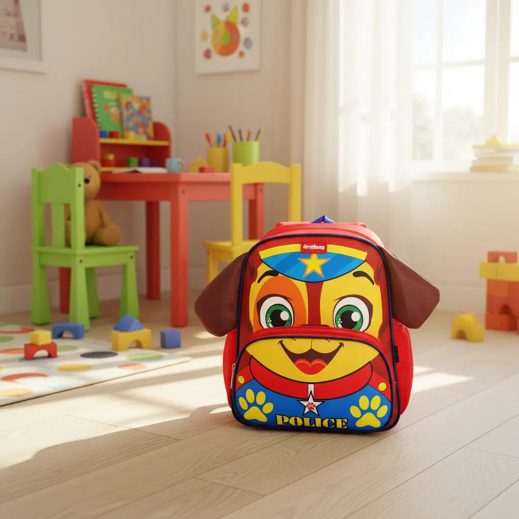 Mochila Infantil Costas Cachorro Police Firstbag 2 Zíper