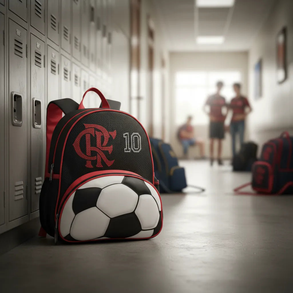 Mochila Infantil Costas Flamengo Futebol Preta 2 Zíper