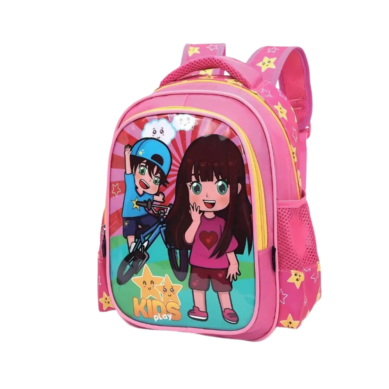 Mochila Infantil Costas Kids Play Menina Rosa com Bolso Frontal