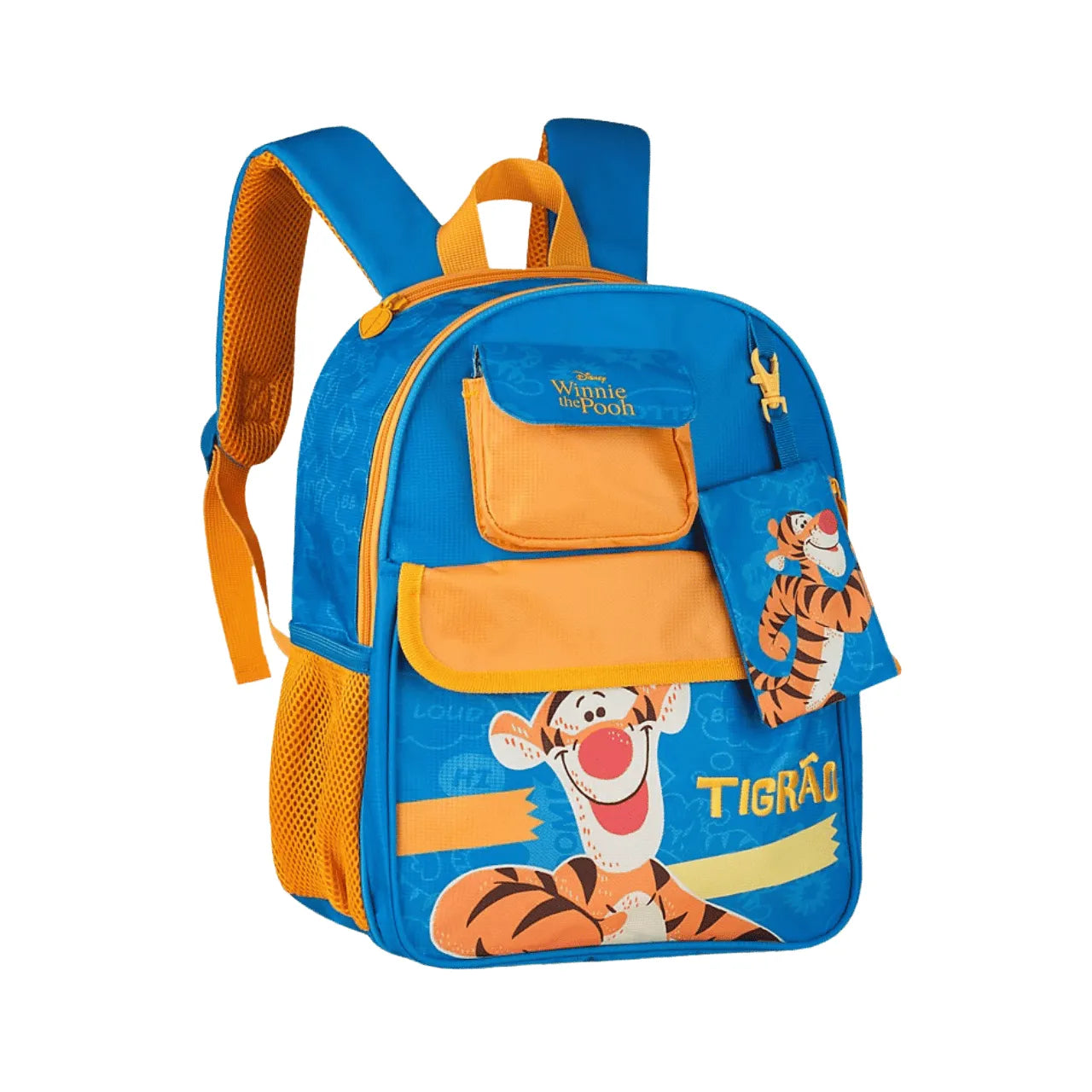 Mochila Infantil Costas Tigrão Winnie the Pooh com Bolsos Laterais