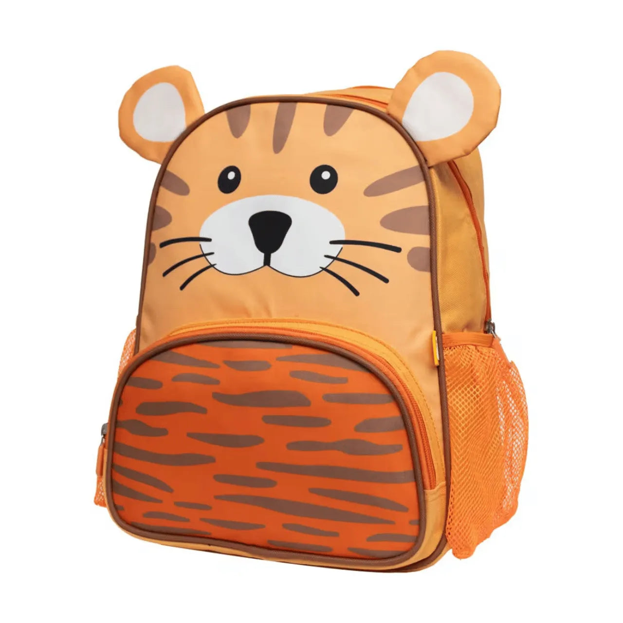 Mochila Infantil Costas Tigre 3D Laranja Escolar com bolsos laterais