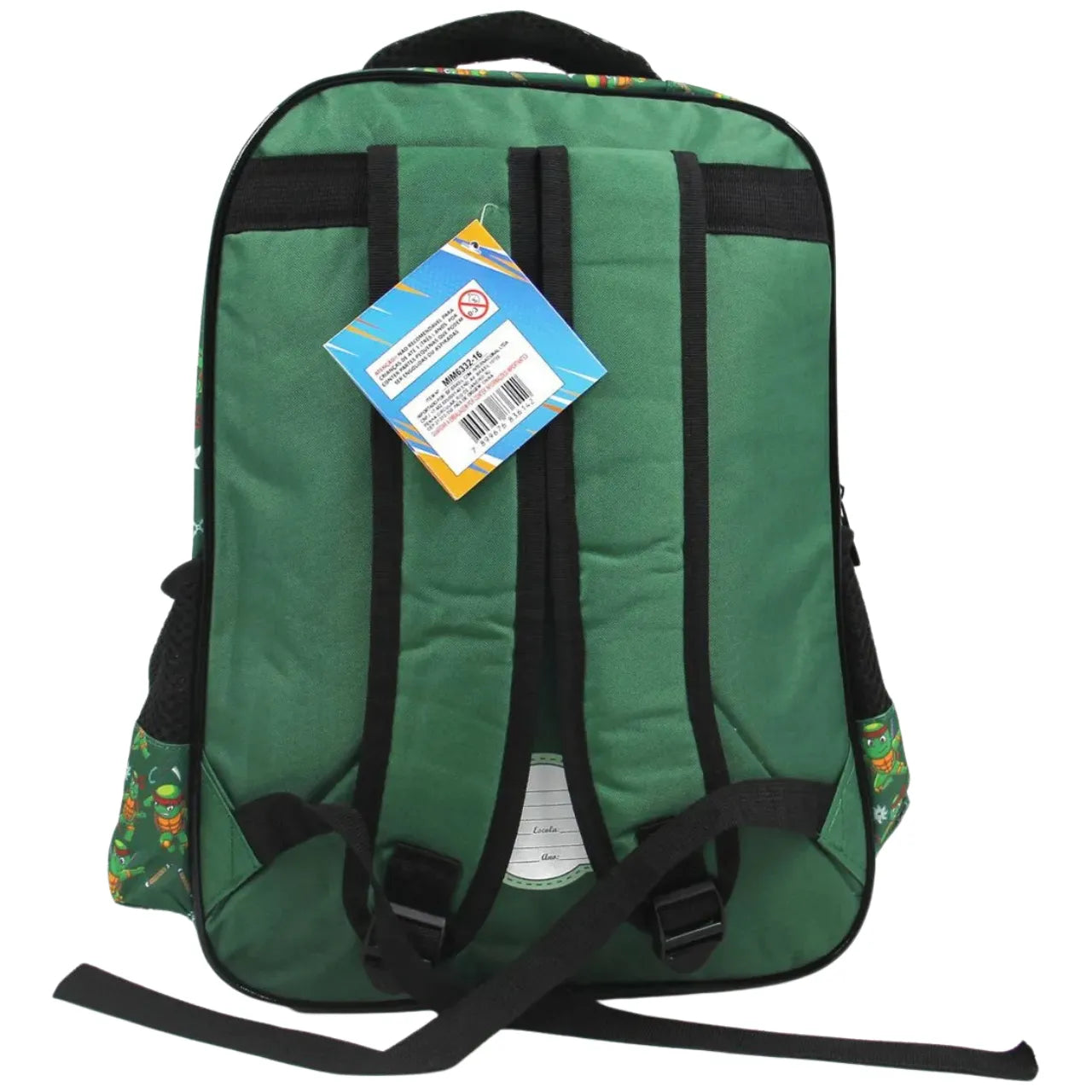 Mochila Infantil Costas Turtles Casco 3D EscolarL Baby com Bolso Frontal