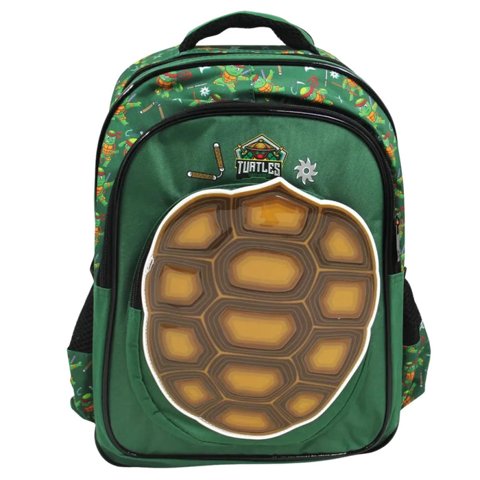 Mochila Infantil Costas Turtles Casco 3D EscolarL Baby com Bolso Frontal