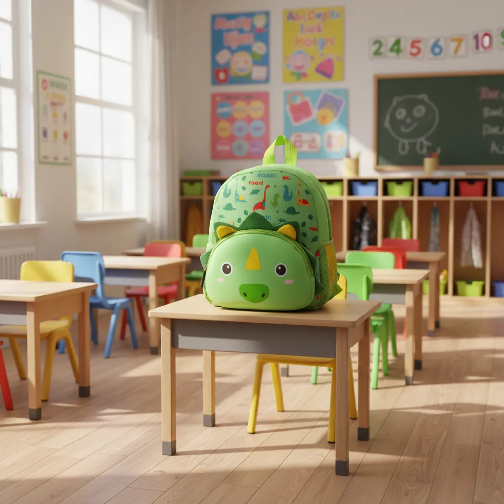 Mochila Infantil Escolar Costas Dinossauro Verde 2 Zíper