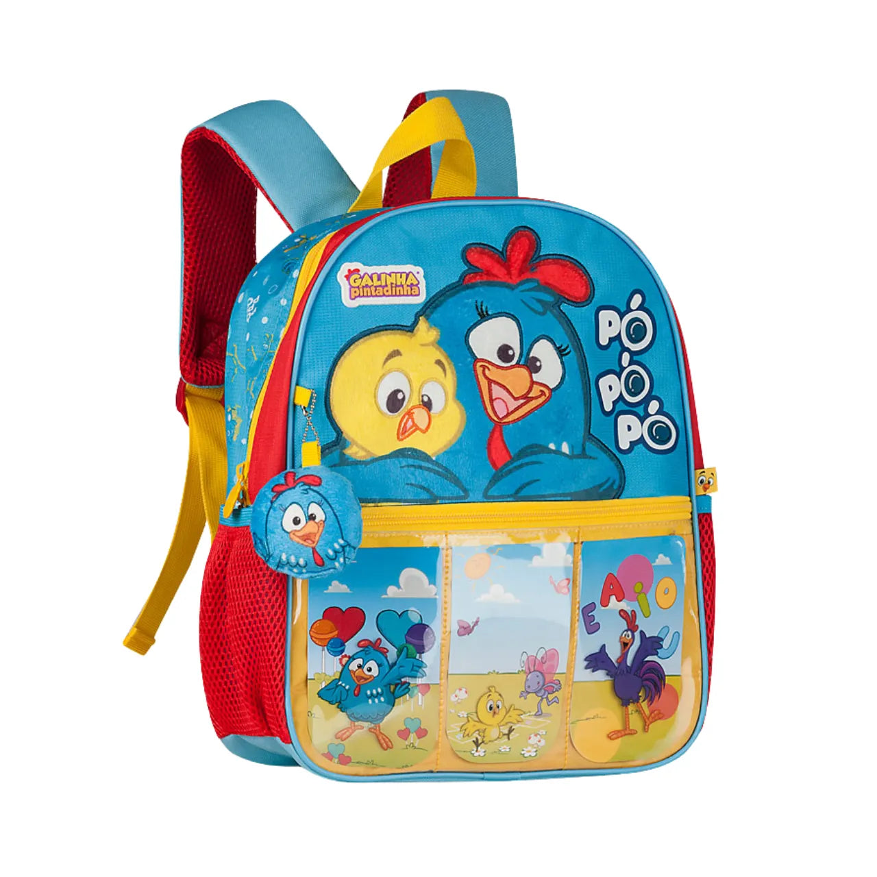 Mochila Infantil Escolar Costas Galinha Pintadinha com Bolso Frontal Organizado