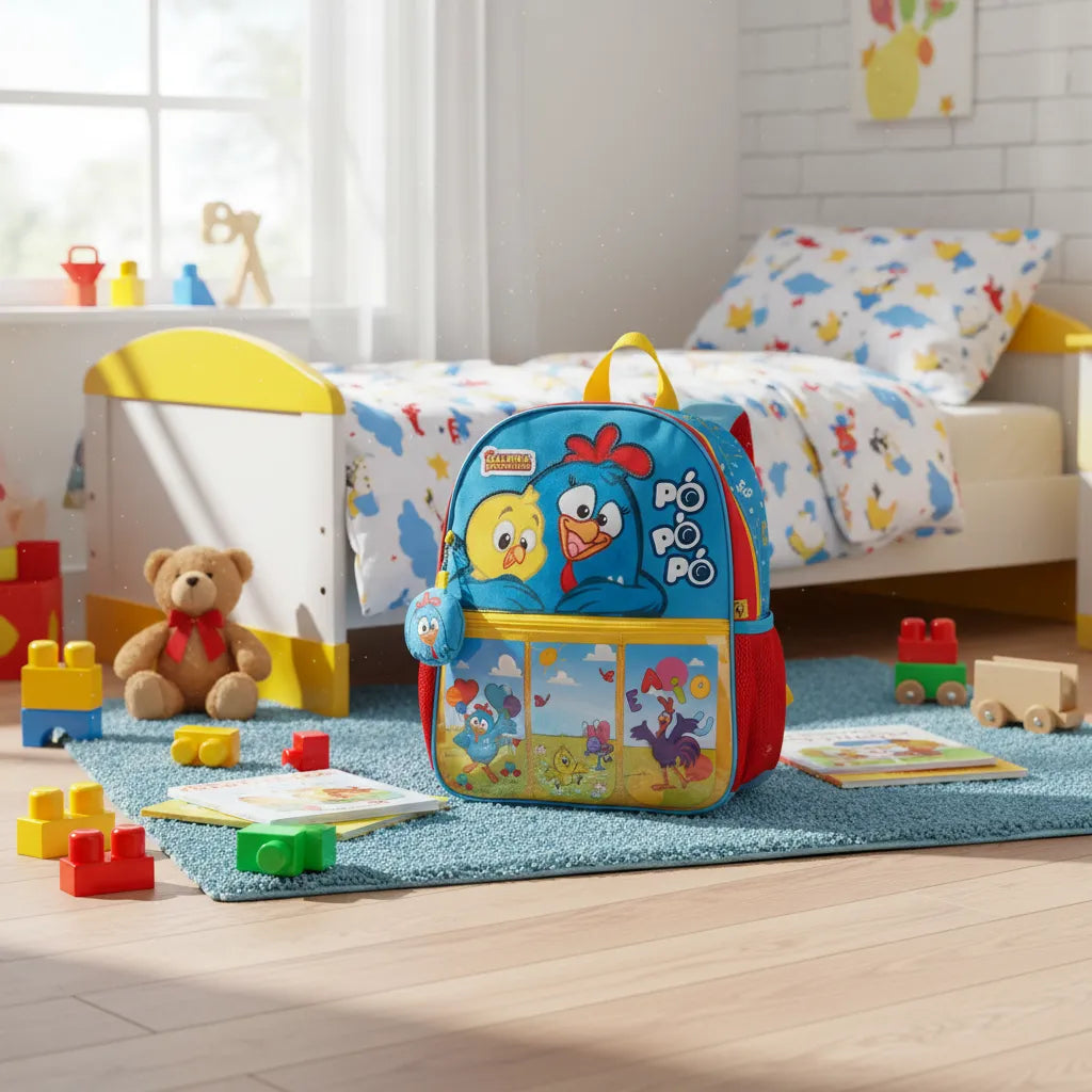 Mochila Infantil Escolar Costas Galinha Pintadinha com Bolso Frontal Organizado