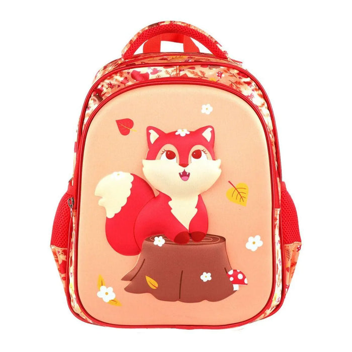 Mochila Infantil Escolar Costas Raposa Laranja Bolsos Laterais