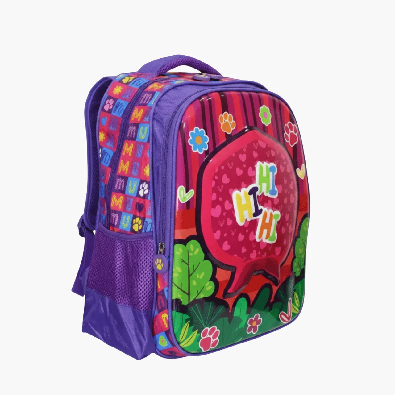 Mochila Infantil Escolar Costas Roxa Hi Hi Hi Colorida