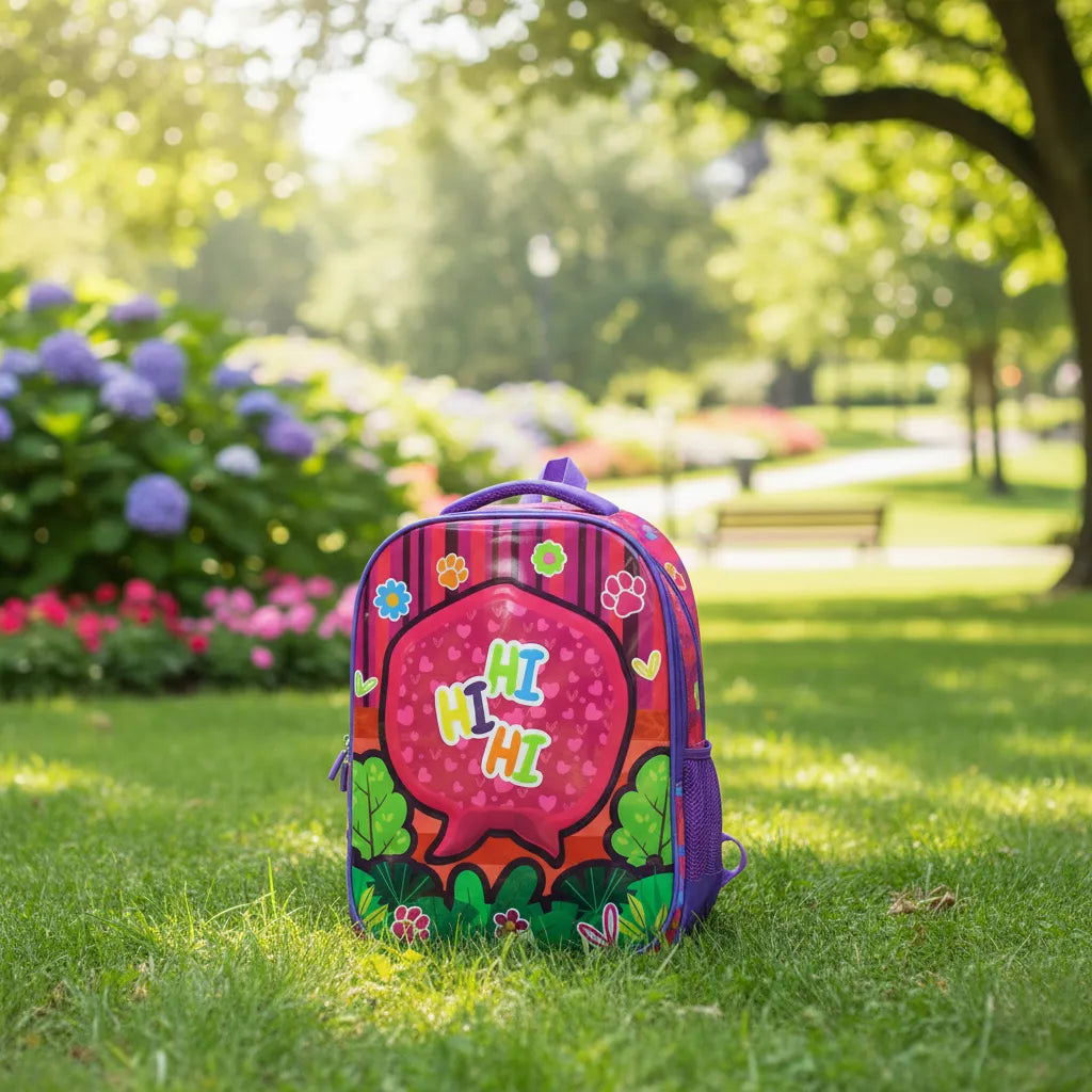 Mochila Infantil Escolar Costas Roxa Hi Hi Hi Colorida