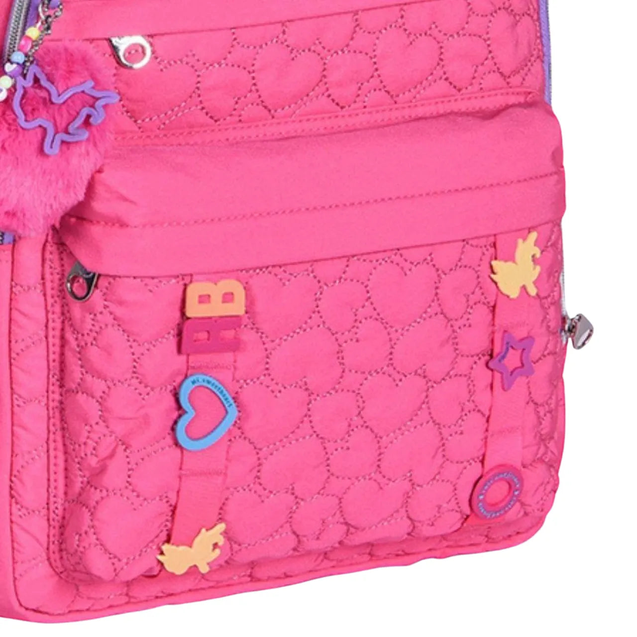Mochila de Costa Rebecca Bonbon Rosa Floral com Bolso Frontal