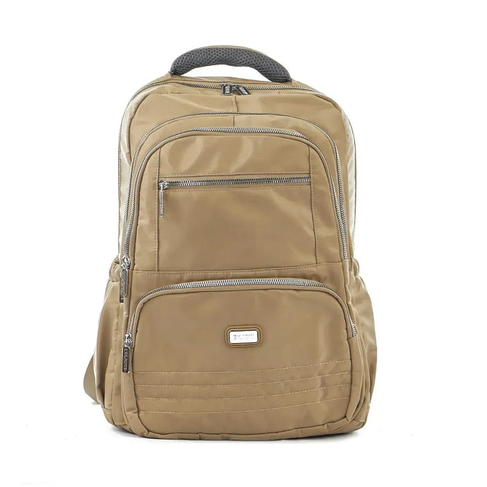 Mochila de Costas Caqui Alças Reforçadas Bolso Antifurto