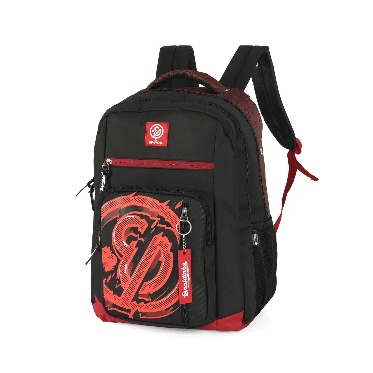 Mochila de Costas Enaldinho Preta e Vermelha com Alça Reforçada