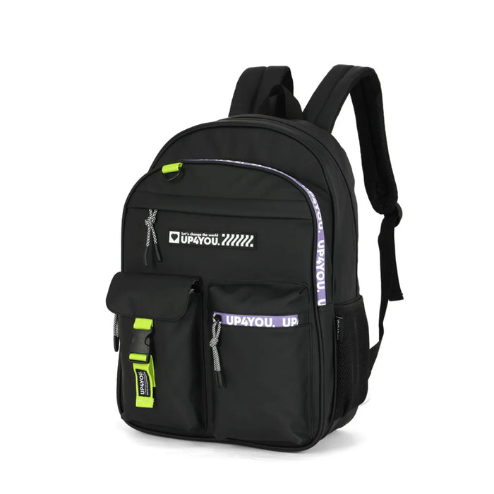 Mochila de Costas Preta Alça reforçada com Bolsos Frontais