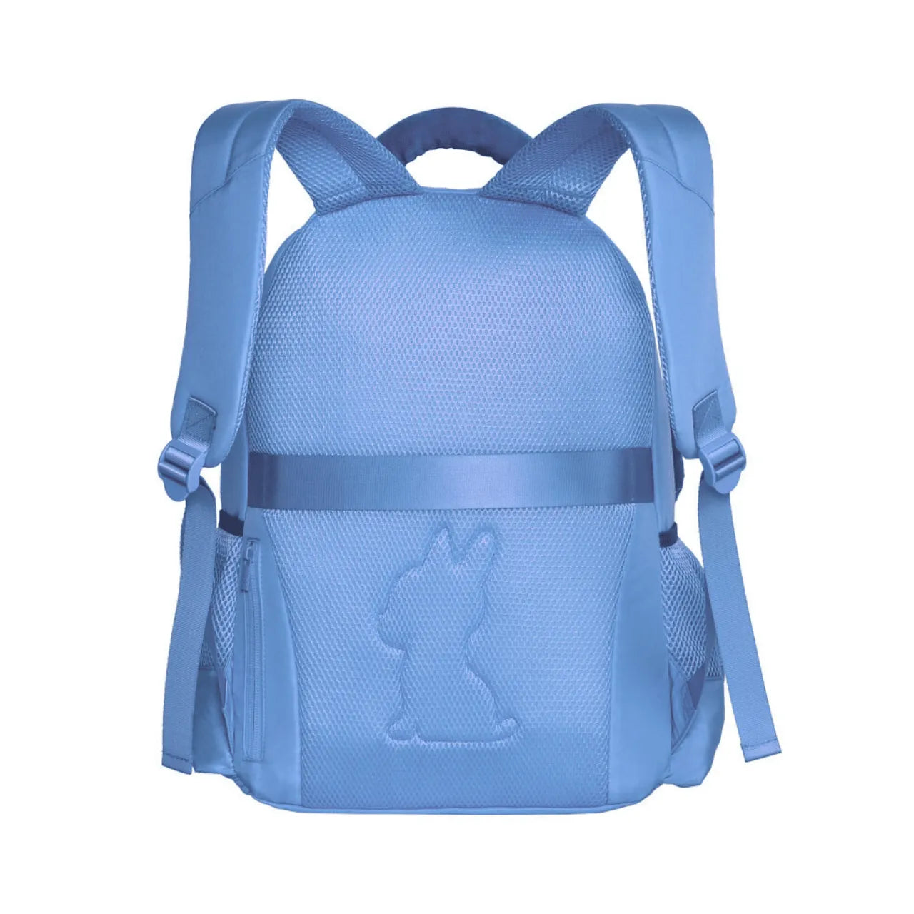 Mochila de Costas Rebecca Bonbon Azul de Pelúcia com Bolsos Frontais