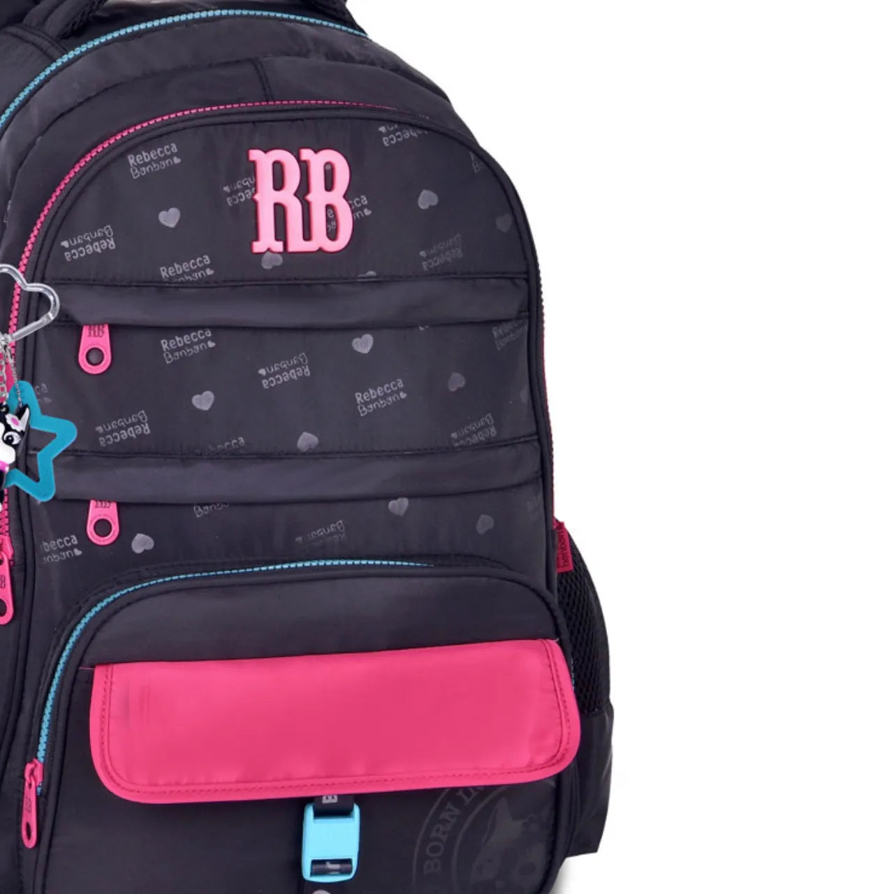 Mochila de Costas Rebecca Bonbon Preta com Bolsos Frontais
