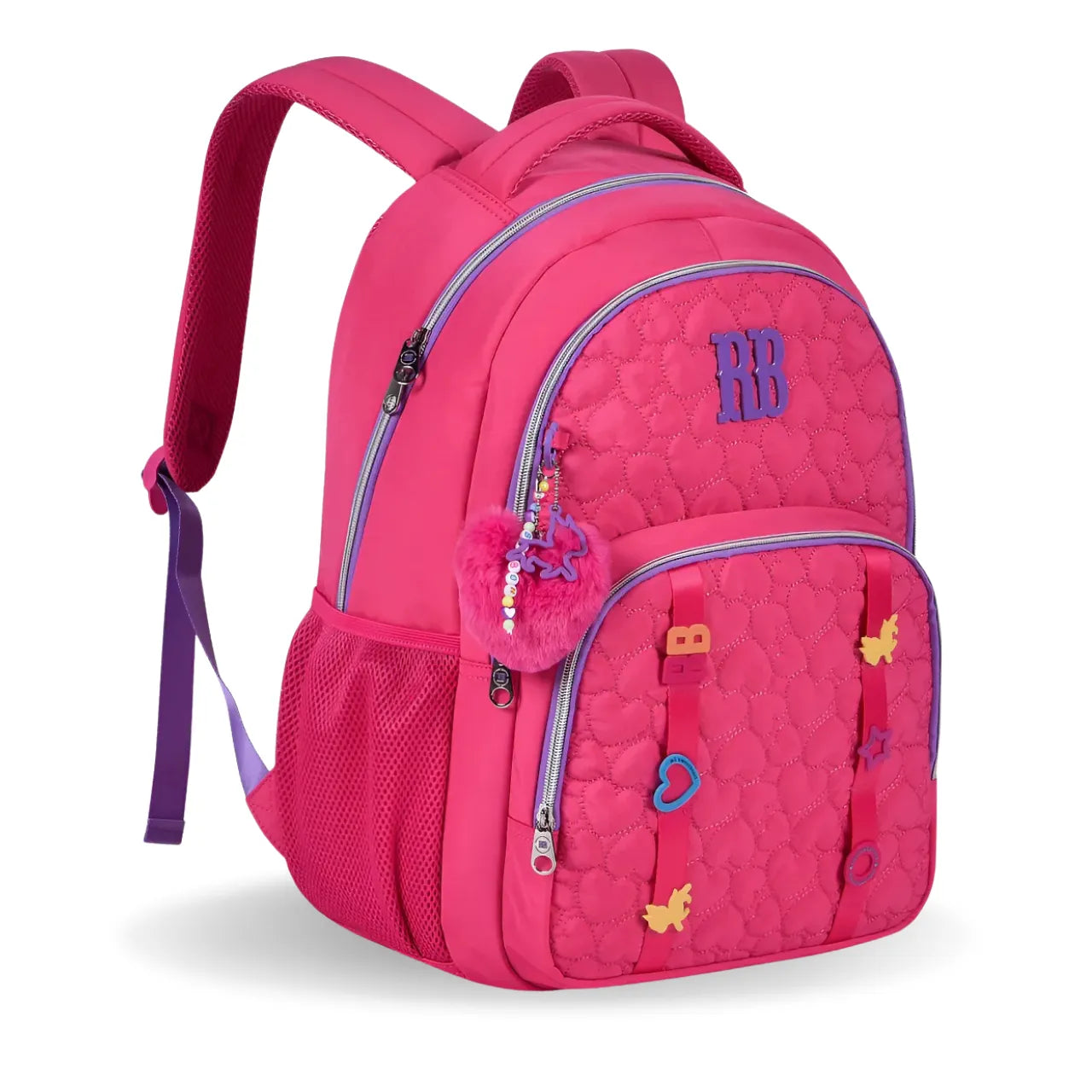 Mochila de Costas Rebecca Bonbon Rosa Floral com Bolso Frontal