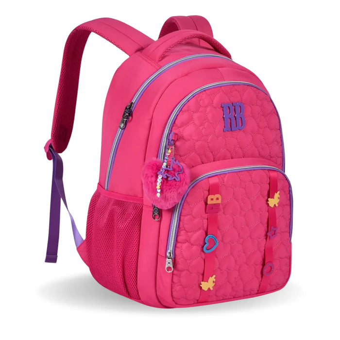 Mochila de Costas Rebecca Bonbon Rosa Floral com Bolso Frontal