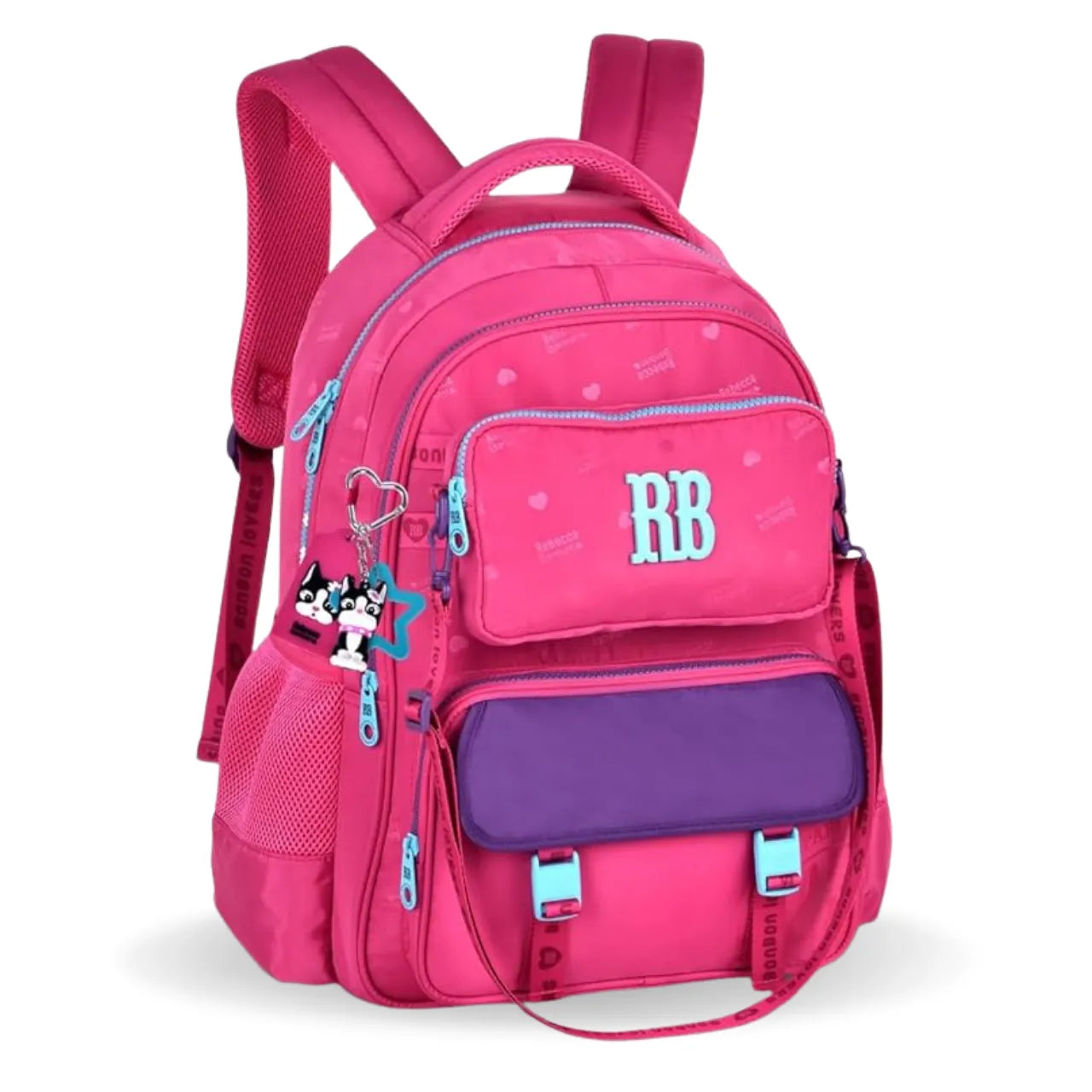 Mochila de Costas Rebecca Bonbon Rosa com Bolso Removível e Alças Reforçadas