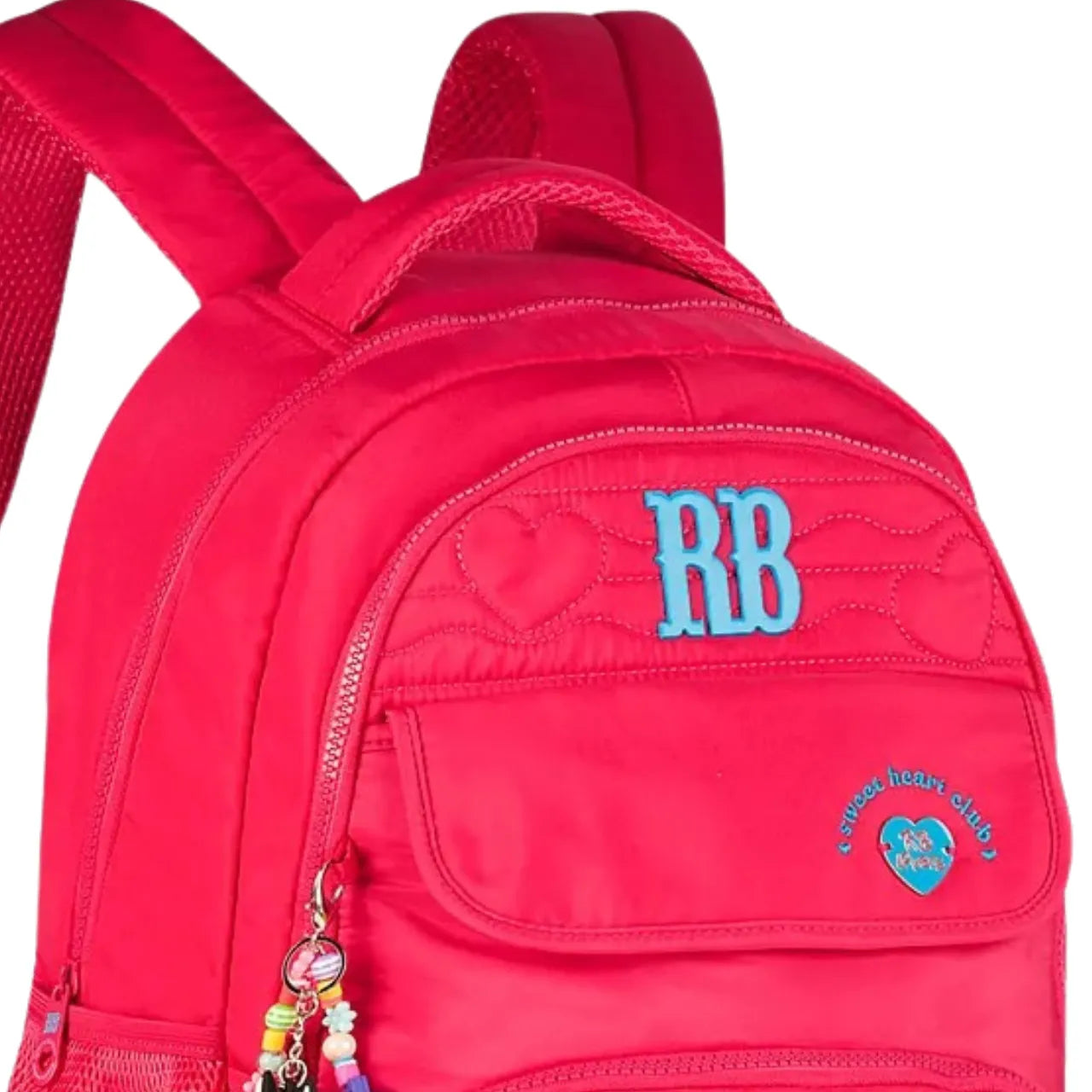 Mochila de Costas Rebecca Bonbon Rosa com Coração Bolso Frontal