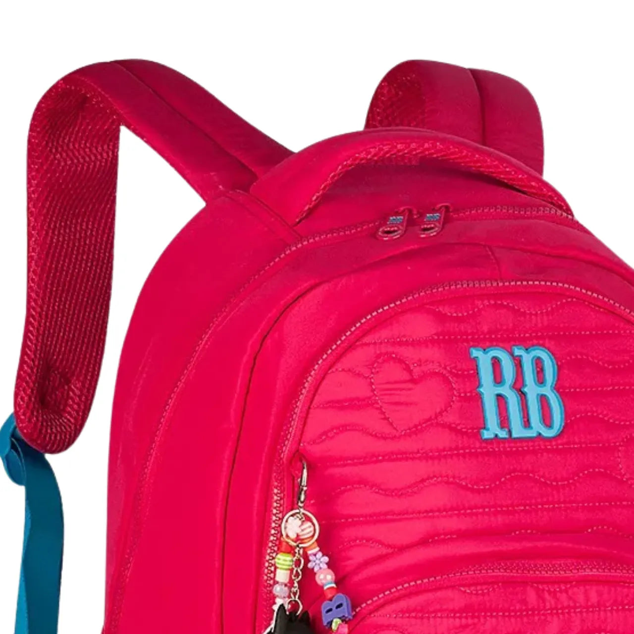 Mochila de Costas Rebecca Bonbon Rosa com Coração Bolso Frontal