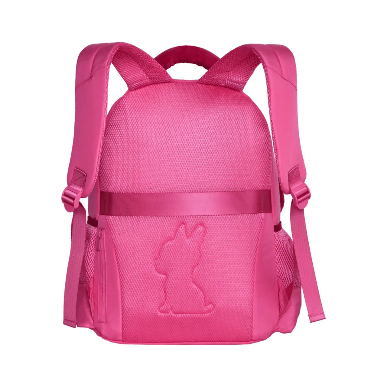 Mochila de Costas Rebecca Bonbon Rosa de Pelúcia com Bolsos Frontais