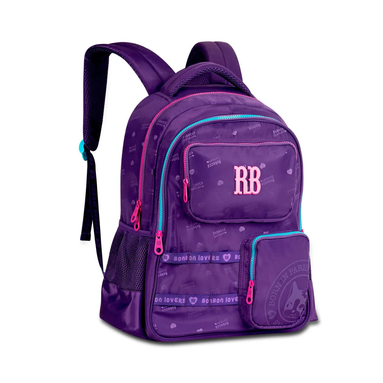 Mochila de Costas Rebecca Bonbon Roxa com Bolso Removível e Alças Reforçadas