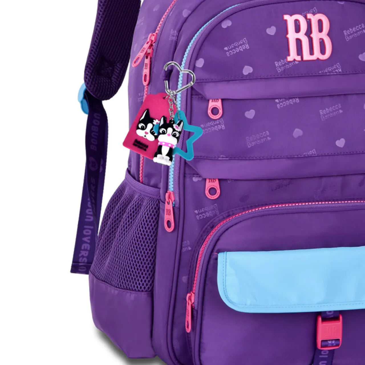Mochila de Costas Rebecca Bonbon Roxa com Bolsos Frontais