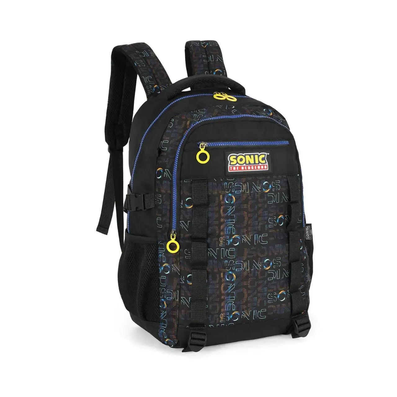 Mochila de Costas Sonic Preta Juvenil com Bolso Frontal
