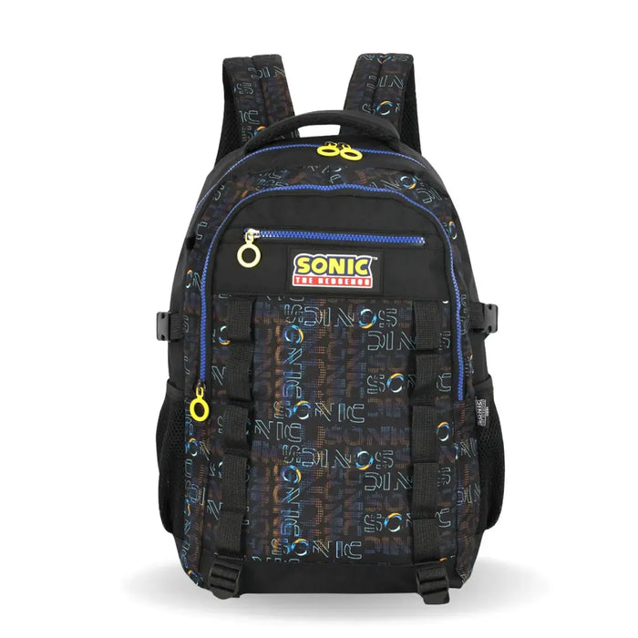 Mochila de Costas Sonic Preta Juvenil com Bolso Frontal