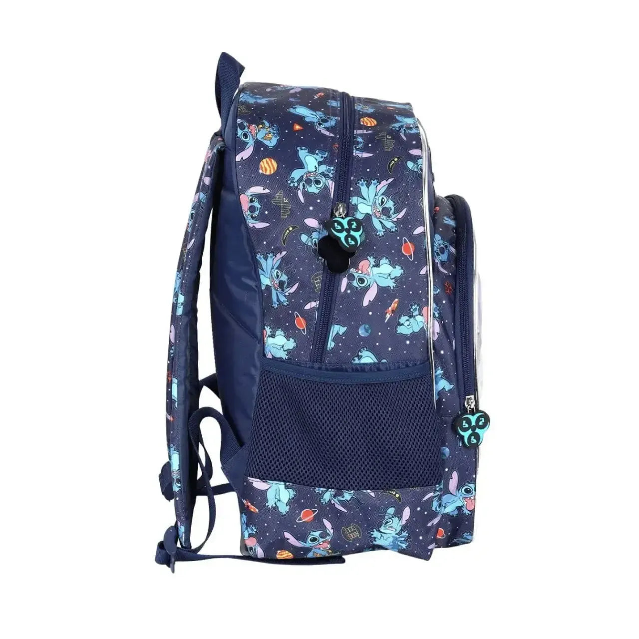 Mochila de Costas Stitch Marinho e Azul com Bolso Frontal