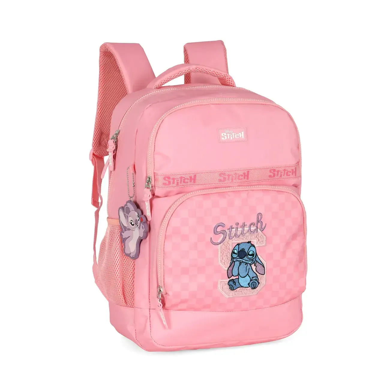 Mochila de Costas Stitch Rosa e Azul com Bolso Frontal
