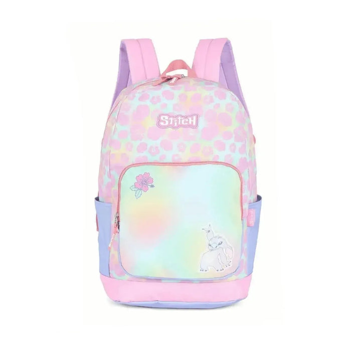 Mochila de Costas Stitch Rosa e Verde com Bolso Frontal