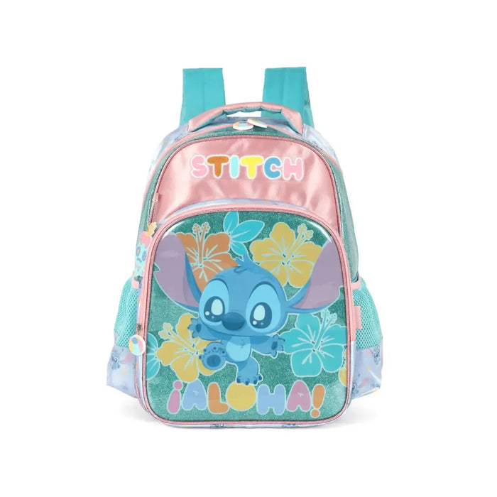 Mochila de Costas Stitch Turquesa com Bolso Frontal
