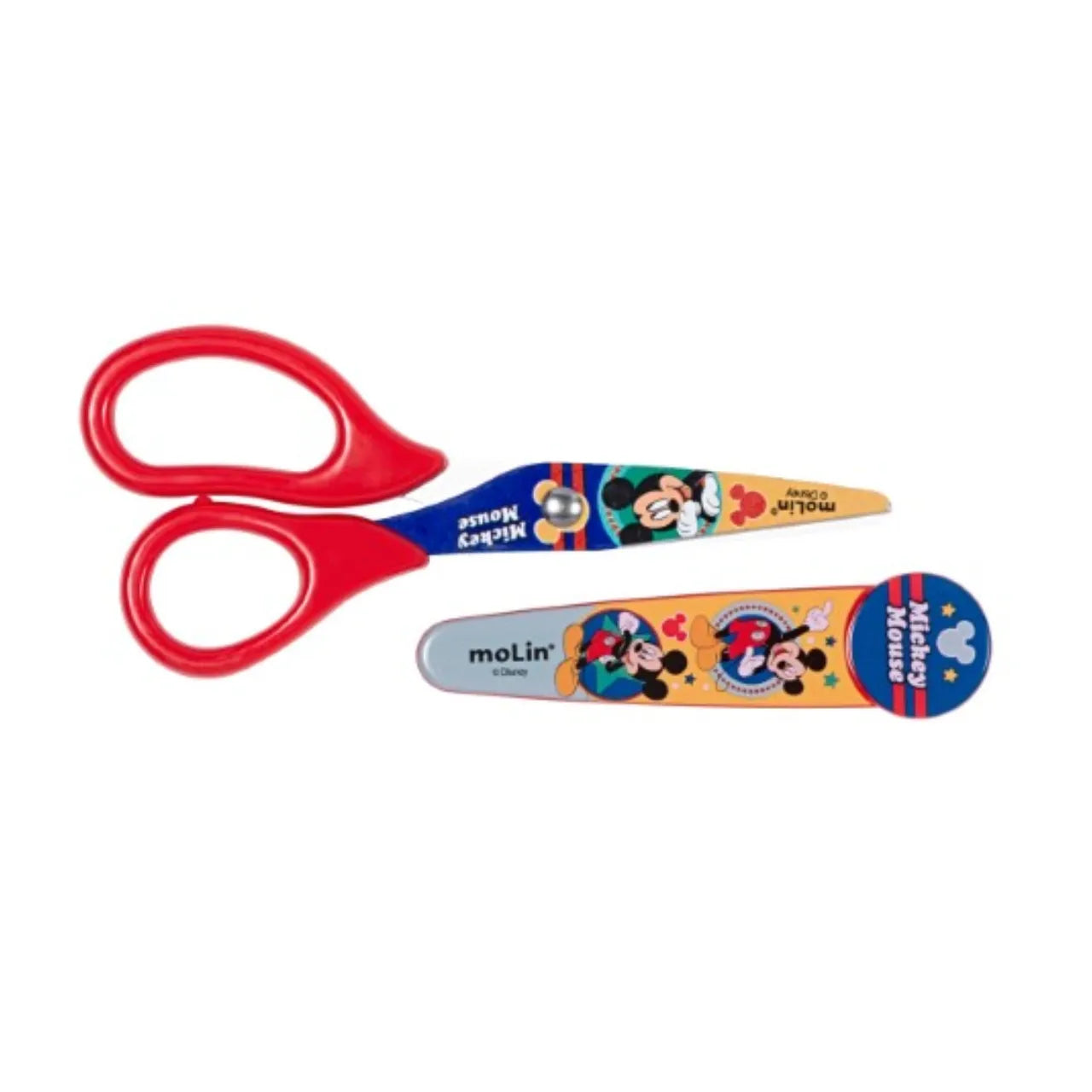 Tesoura com Protetor 13cm Molin Aço Inox Mickey Vermelha