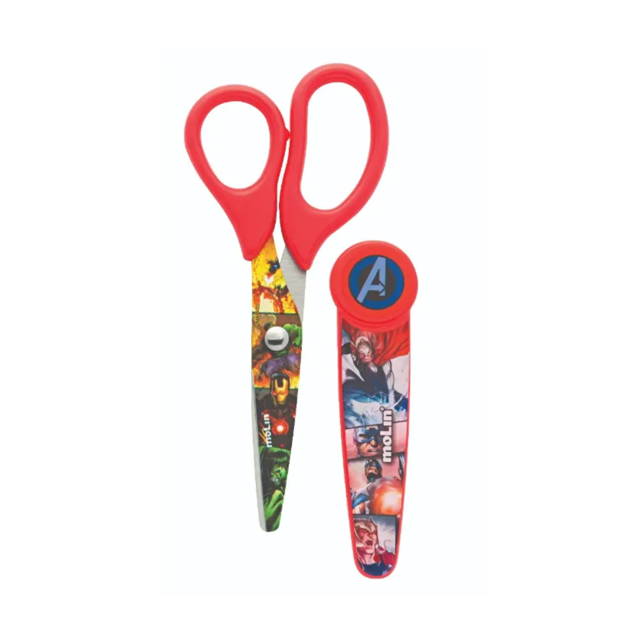 Tesoura com Protetor 13cm Molin Avengers Aço Inox Vermelha