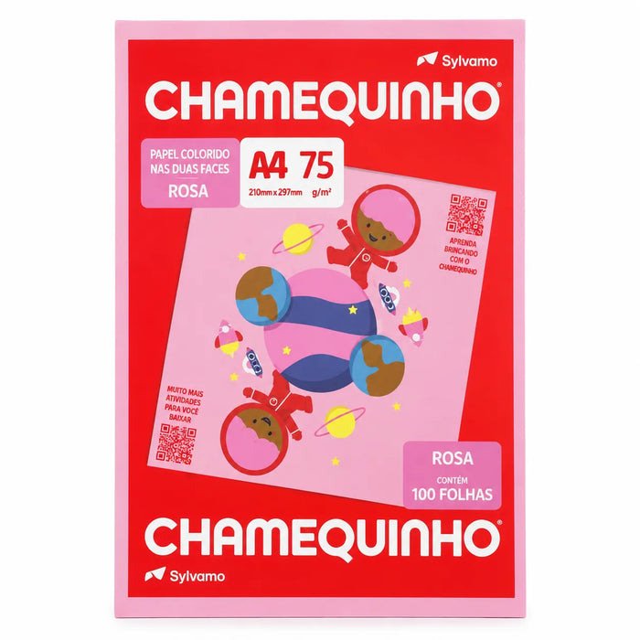 Papel Chamequinho A4 Rosa 75g 100 Folhas Chamex