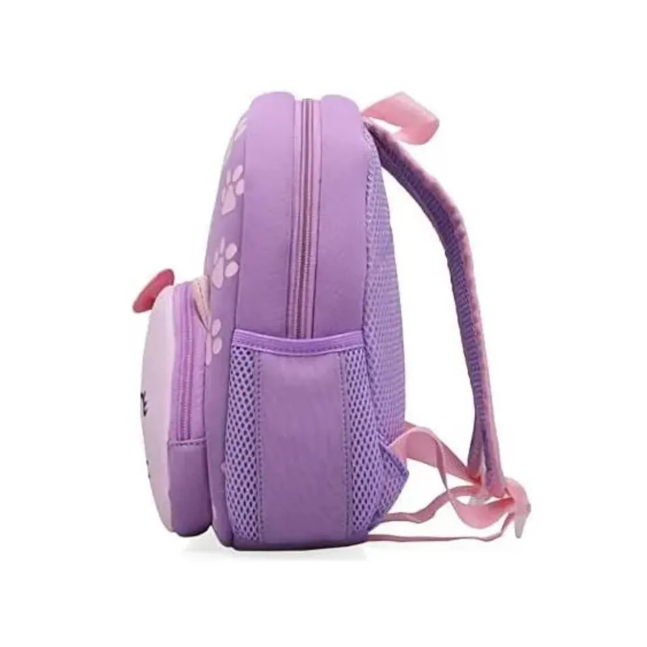 Mochila Baby Infantil Escolar Costas Gatinha Lilás com Bolsos Laterais