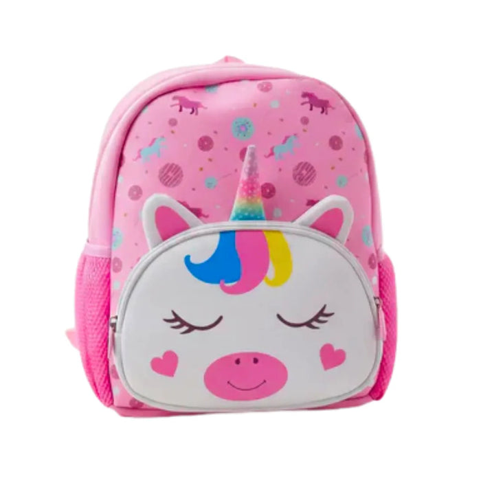 Mochila Baby Infantil Escolar Costas Unicórnio Rosa com Bolsos Laterais