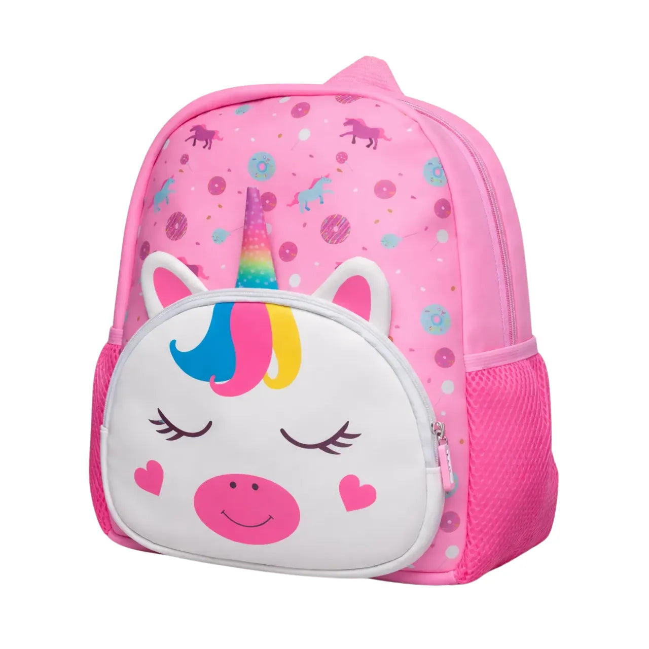 Mochila Baby Infantil Escolar Costas Unicórnio Rosa com Bolsos Laterais